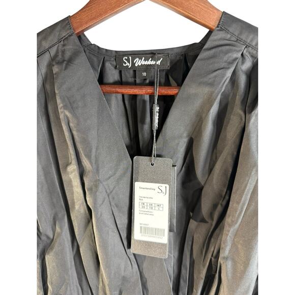 Wolf & Badger SJ Weekend Cross Heart Crop Top Wrap V Neck Blouse Side Zip 10 - Picture 10 of 16